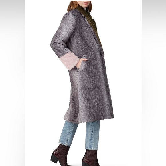 Hutch Colorblock Long Faux Fur Coat - Picture 2 of 13